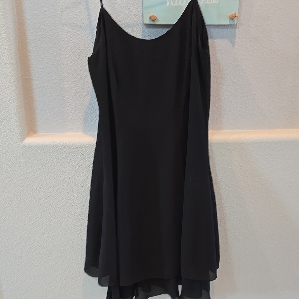 Black Sleeveless Spaghetti Strap Slip Dress